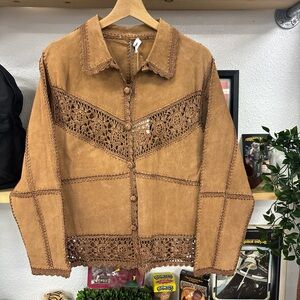 Carducci Tan Crochet Women's Jacket